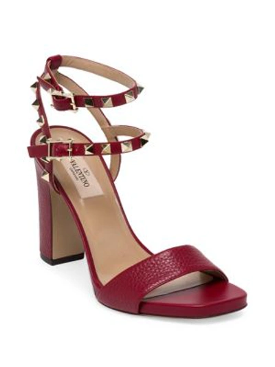 Shop Valentino Rockstud High Heel Sandals In Red