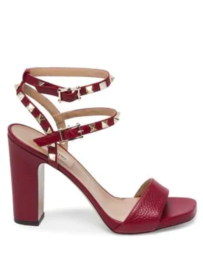 Shop Valentino Rockstud High Heel Sandals In Red