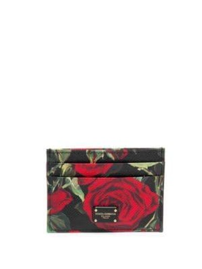 Shop Dolce & Gabbana Floral Leather Card Holder In Rose Print