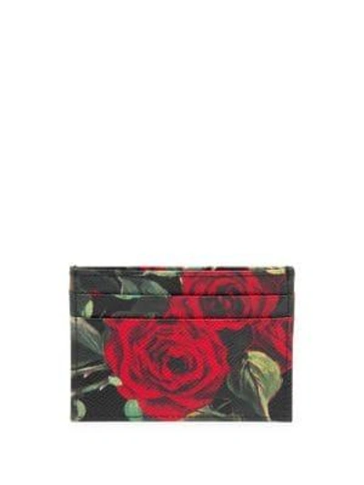 Shop Dolce & Gabbana Floral Leather Card Holder In Rose Print