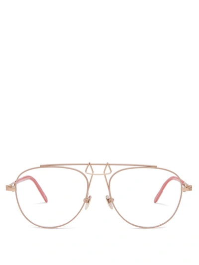 Calvin Klein 205w39nyc Square-aviator Frame Metal Glasses In Gold | ModeSens
