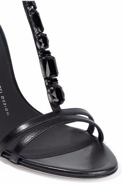 Shop Giuseppe Zanotti Crystal-embellished Leather Sandals In Black