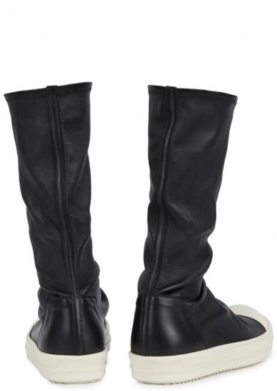 Shop Rick Owens High Sock Black Leather Boots