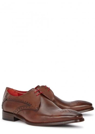 Shop Jeffery West Midnight Burnished Leather Derby Shoes In Brown