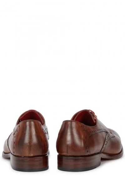 Shop Jeffery West Midnight Burnished Leather Derby Shoes In Brown