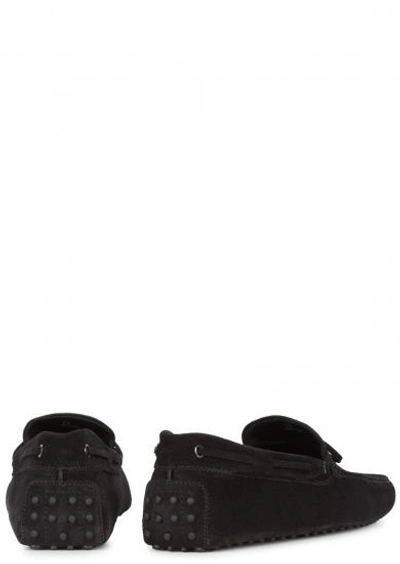 Shop Tod's Gommino Black Suede Driving Shoes