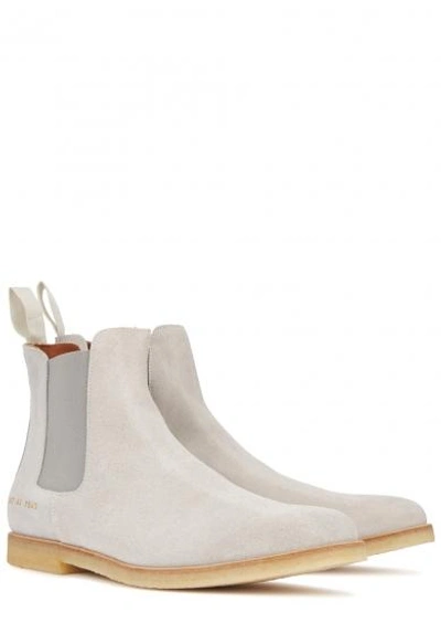 Shop Common Projects Stone Brushed Suede Chelsea Boots In Light Grey