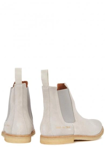 Shop Common Projects Stone Brushed Suede Chelsea Boots In Light Grey