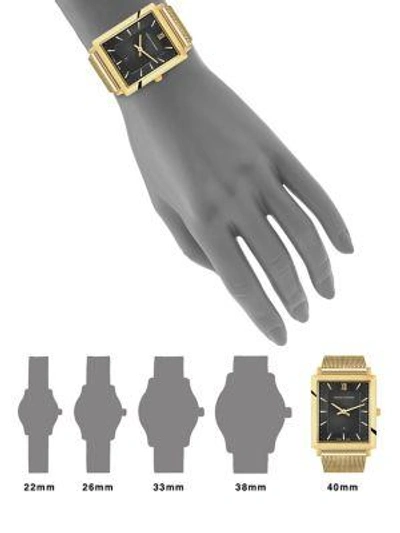 Shop Larsson & Jennings Norse Sloane Rectangular Mesh Bracelet Watch In Yellow Gold