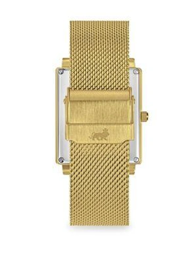 Shop Larsson & Jennings Norse Sloane Rectangular Mesh Bracelet Watch In Yellow Gold