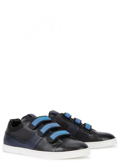 Shop Fendi Black Leather Trainers