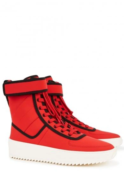 Shop Fear Of God Red Neoprene Hi-top Trainers