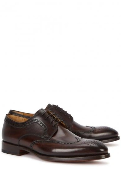 Shop Magnanni Dark Brown Leather Brogues