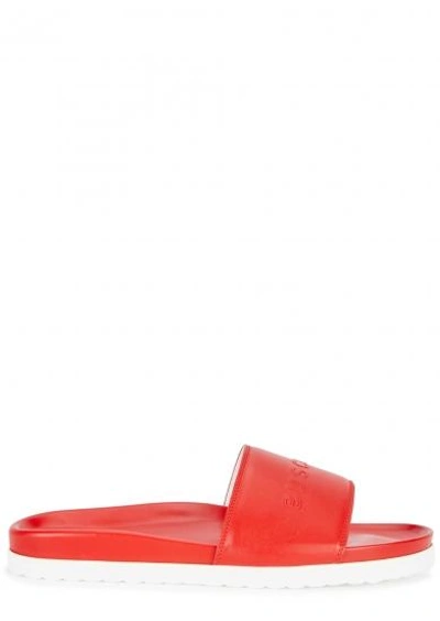 Shop Buscemi Red Leather Sliders