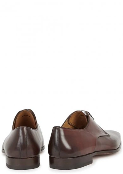 Shop Magnanni Chestnut Leather Derby Shoes In Brown