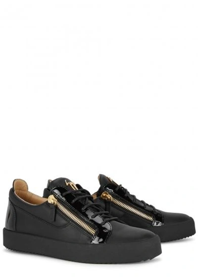 Shop Giuseppe Zanotti Frankie Black Leather Trainers