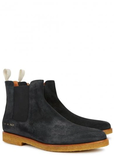 Shop Common Projects Anthracite Suede Chelsea Boots