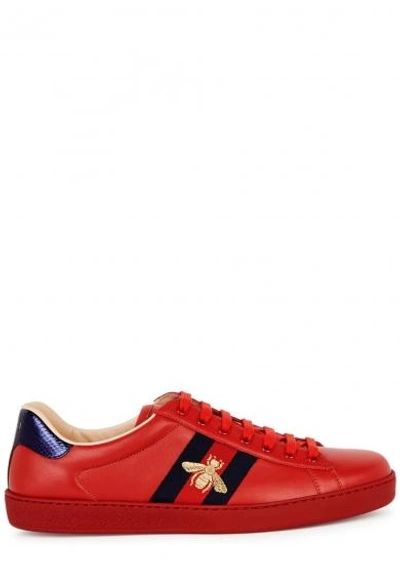 Shop Gucci New Ace Red Leather Trainers