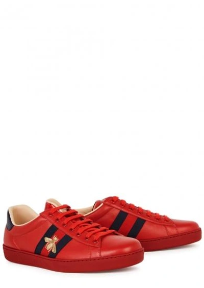 Shop Gucci New Ace Red Leather Trainers