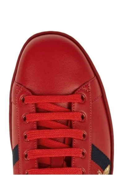 Shop Gucci New Ace Red Leather Trainers