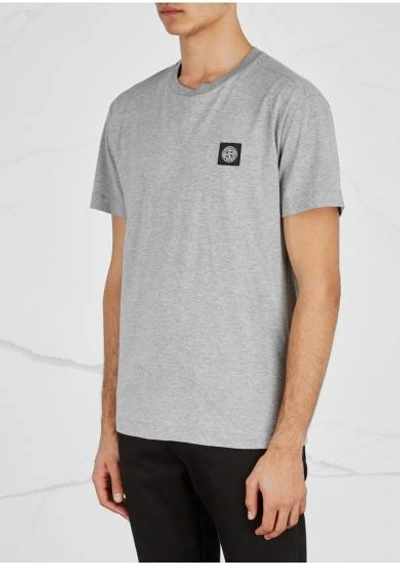 Shop Stone Island Grey Logo-appliquéd Cotton T-shirt