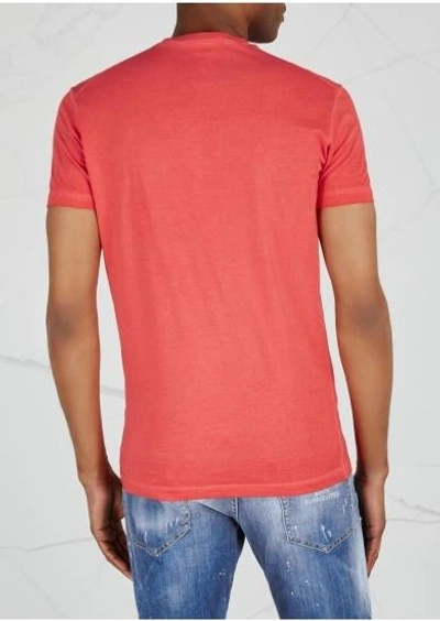 Shop Dsquared2 Icon Logo-embroidered Cotton T-shirt In Red