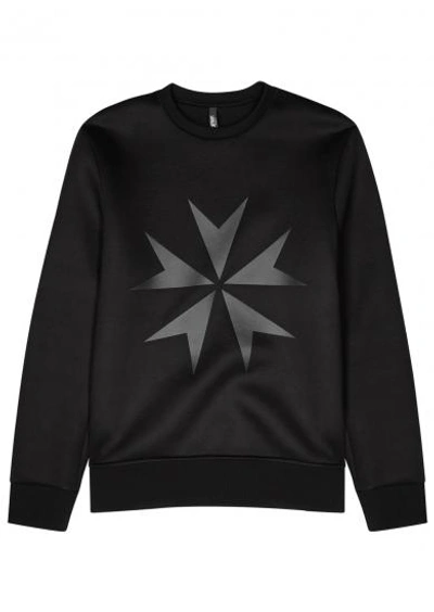 Shop Neil Barrett Military Cross Stretch-neoprene Sweatshirt In Black