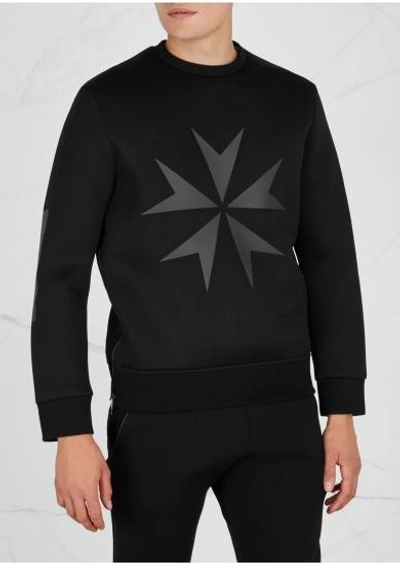 Shop Neil Barrett Military Cross Stretch-neoprene Sweatshirt In Black