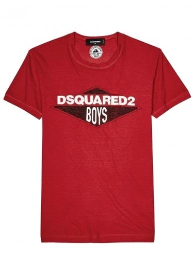 Shop Dsquared2 Red Logo Cotton T-shirt