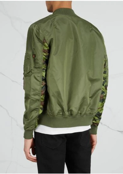 Shop Alpha Industries Green Reversible Shell Bomber Jacket In Sage