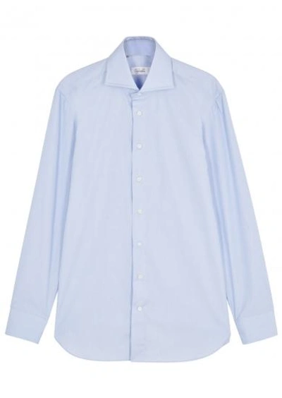Shop Cifonelli Aspen Light Blue Cotton Shirt