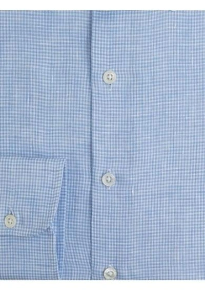 Shop Emma Willis Sky Check Linen Slim Fit Single Cuff Shirt