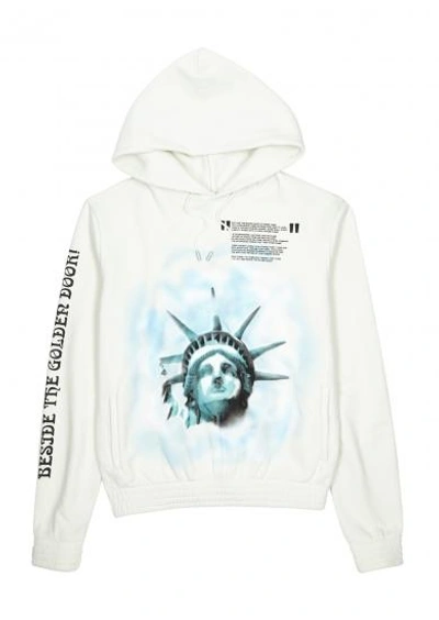 Shop Off-white Liberty Hooded Cotton Sweatshirt In Off White