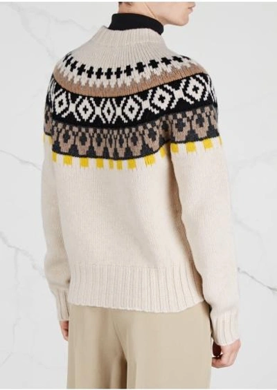 Shop Maison Margiela Fairisland Argyle-knit Wool Jumper In Off White