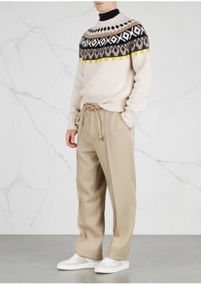 Shop Maison Margiela Fairisland Argyle-knit Wool Jumper In Off White