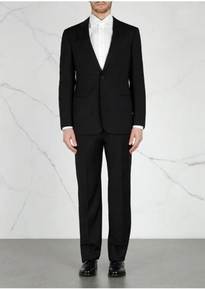 Shop Armani Collezioni G-line Black Wool Suit