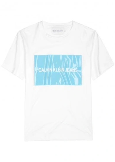 Shop Calvin Klein Jeans Est.1978 White Logo-print Cotton T-shirt