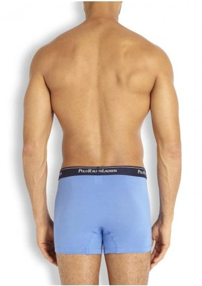 Shop Polo Ralph Lauren Blue Stretch Cotton Boxer Briefs - Set Of Three