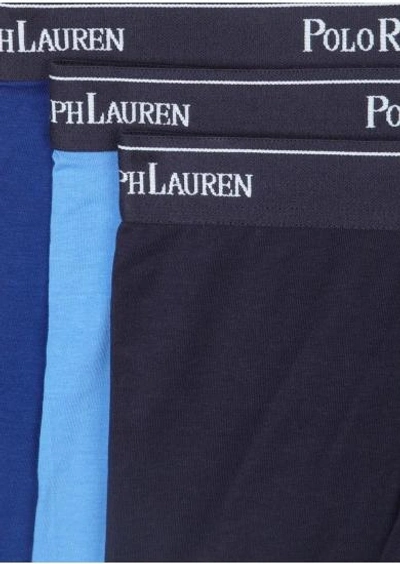 Shop Polo Ralph Lauren Blue Stretch Cotton Boxer Briefs - Set Of Three
