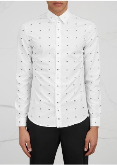 Shop Mcq By Alexander Mcqueen White Swallow-embroidered Cotton Shirt
