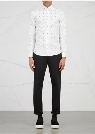 Shop Mcq By Alexander Mcqueen White Swallow-embroidered Cotton Shirt