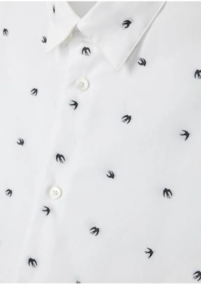 Shop Mcq By Alexander Mcqueen White Swallow-embroidered Cotton Shirt