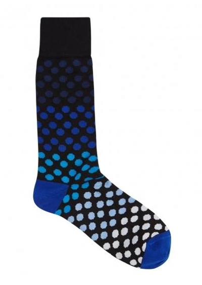 Shop Paul Smith Polka-dot Cotton-blend Socks In Blue