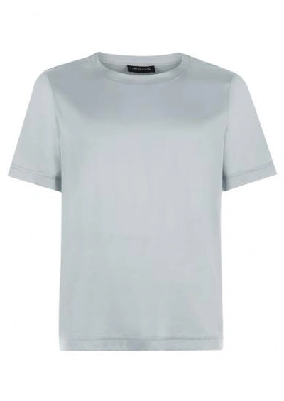 Shop Meng Stretchy Silk Satin T-shirt. In Silver