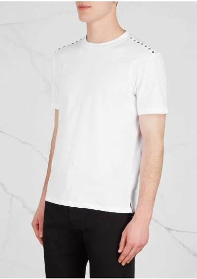 Shop Valentino Rockstud Untitled Cotton T-shirt In White