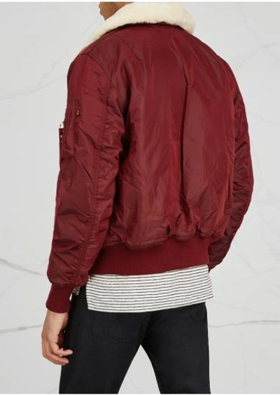 Bomber Jacket Shearling Collar In Burgundy Red