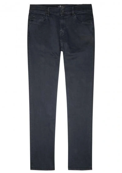 Shop 7 For All Mankind Standard Luxe Performance Straight Leg Jeans In Dark Blue