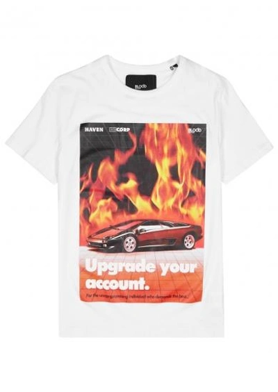 Shop Blood Brother Flames White Cotton T-shirt