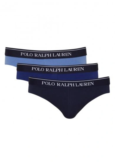 Shop Polo Ralph Lauren Stretch-cotton Briefs - Set Of Three In Blue