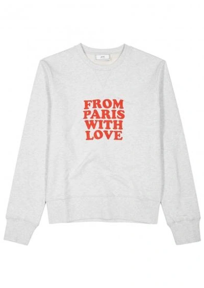 Shop Ami Alexandre Mattiussi From Paris With Love Cotton Sweatshirt In Grey